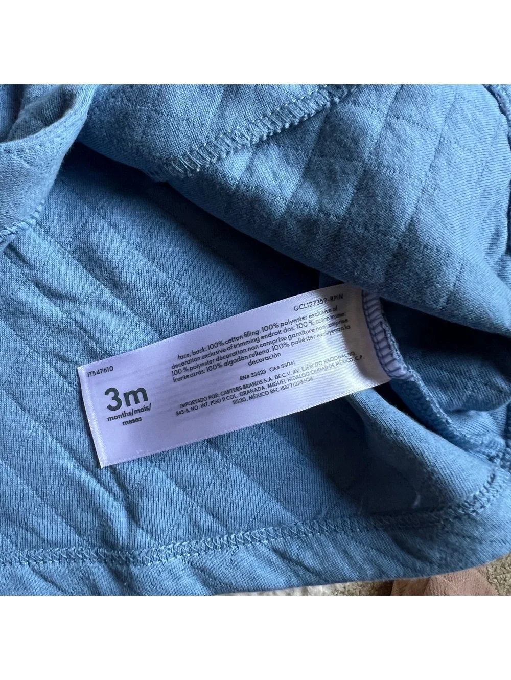 Carter's Baby 3M Blue Quilted Hooded Vest
